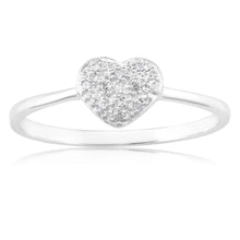 Load image into Gallery viewer, Sterling Silver Heart Diamond Ring