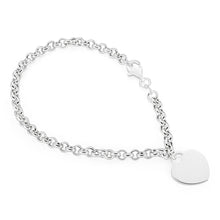 Load image into Gallery viewer, Sterling Silver Belcher Bracelet 19cm with Small Heart Charm