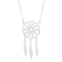 Load image into Gallery viewer, Sterling Silver Fancy Dreamcatcher Pendant With 45cm Chain