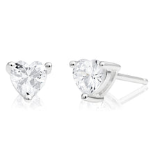Load image into Gallery viewer, Sterling Silver Cubic Zirconia 5mm Heart Stud Earrings
