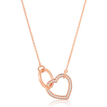 Load image into Gallery viewer, Sterling Silver Zirconia Heart &amp; Circle Pendant with 40 + 5cm Chain Rose Gold Plated