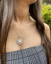 Load image into Gallery viewer, Sterling Silver Rhodium Plated Freshwater Pearl and Zirconia Pendant