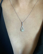 Load image into Gallery viewer, Sterling Silver Rhodium Plated Freshwater Pearl and Zirconia Teardrop Pendant