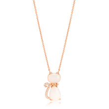 Load image into Gallery viewer, Sterling Silver Rose Gold Plate Created Opal &amp; Zirconia Cat Pendant with 42+3cm Chain