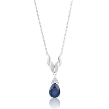 Load image into Gallery viewer, Sterling Silver Rhodium Plated Created Sapphire &amp; Zirconia Necklet 42+3cm