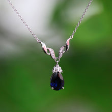 Load image into Gallery viewer, Sterling Silver Rhodium Plated Created Sapphire &amp; Zirconia Necklet 42+3cm