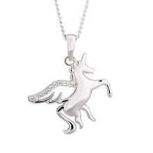 Load image into Gallery viewer, Sterling Silver Zirconia Unicorn Pendant