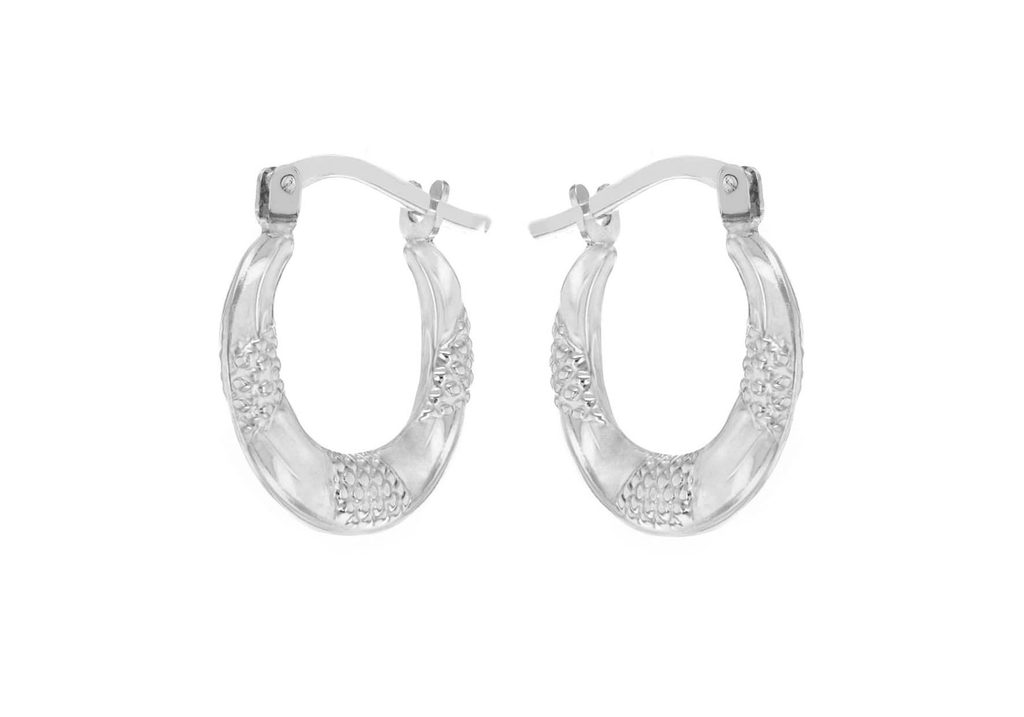 Sterling Silver Greek Key Creole Hoop Earrings 
