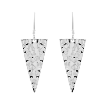 Sterling Silver Hammered Triangle Drop Earrings