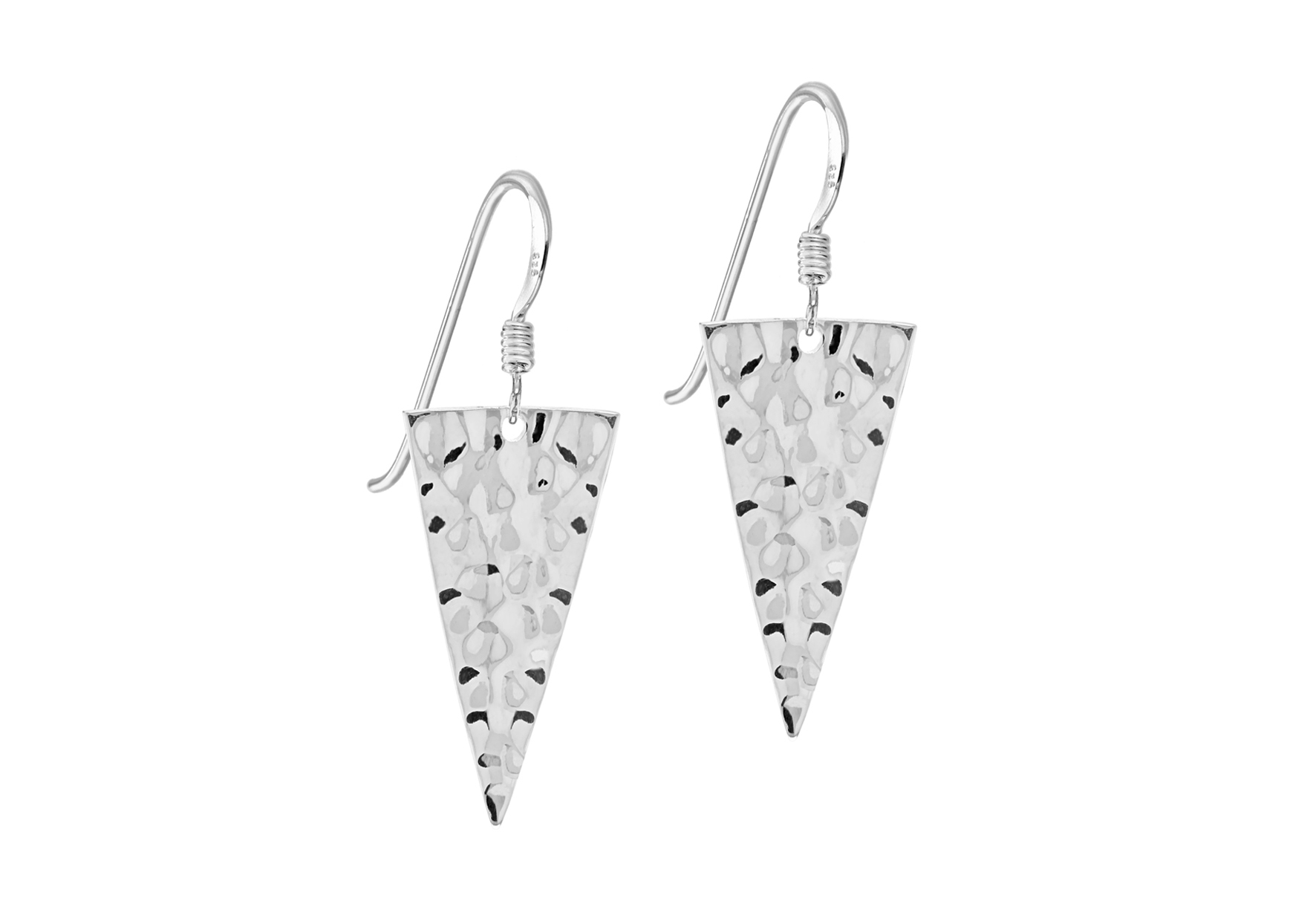 Silver triangle earrings deals