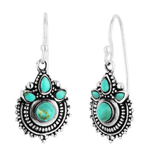 Load image into Gallery viewer, Sterling Silver Created Turquoise Oxidised Drop Earrings