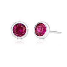 Load image into Gallery viewer, Sterling Silver Swarovski Fuchsia Crystal Stud Earrings