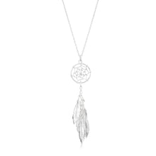 Load image into Gallery viewer, 41cm Sterling Silver Multi Feather Dreamcatcher Drop Pendant
