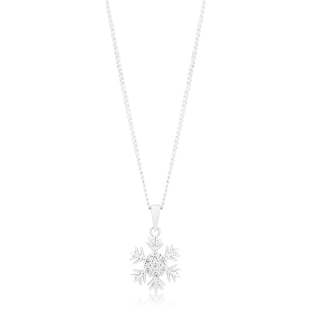 Sterling Silver Cubic Zirconia Snowflake Pendant