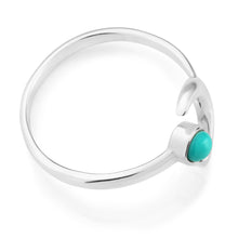 Load image into Gallery viewer, Sterling Silver Created Turquoise and Crescent Moon Ring