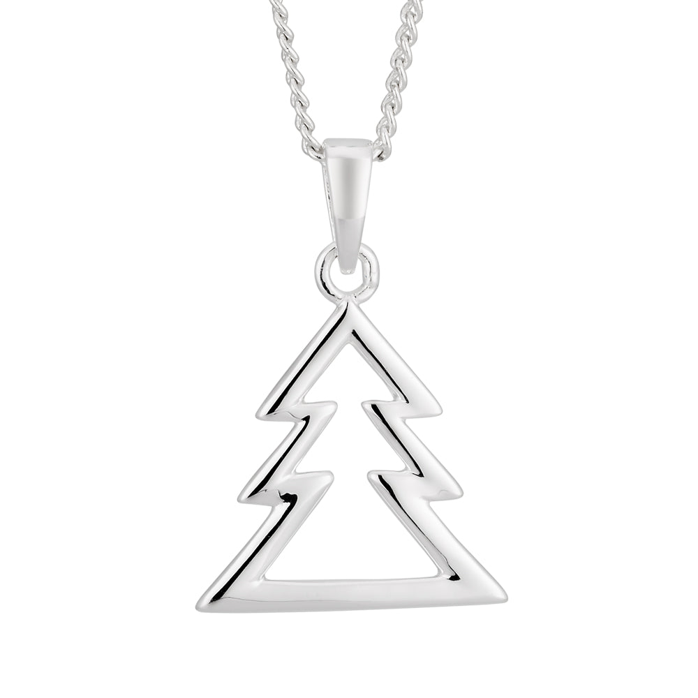 Sterling Silver Christmas Tree Open Pendant