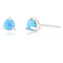Load image into Gallery viewer, Sterling Silver Created Opal Round Studs