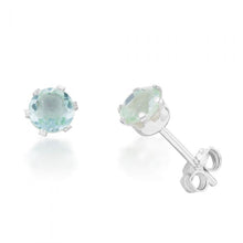 Load image into Gallery viewer, Sterling Silver Light Blue Crystal  5mm 6 Claw Studs SS