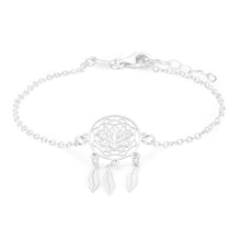 Load image into Gallery viewer, Sterling Silver Lotus Dream Catcher 19cm Bracelet