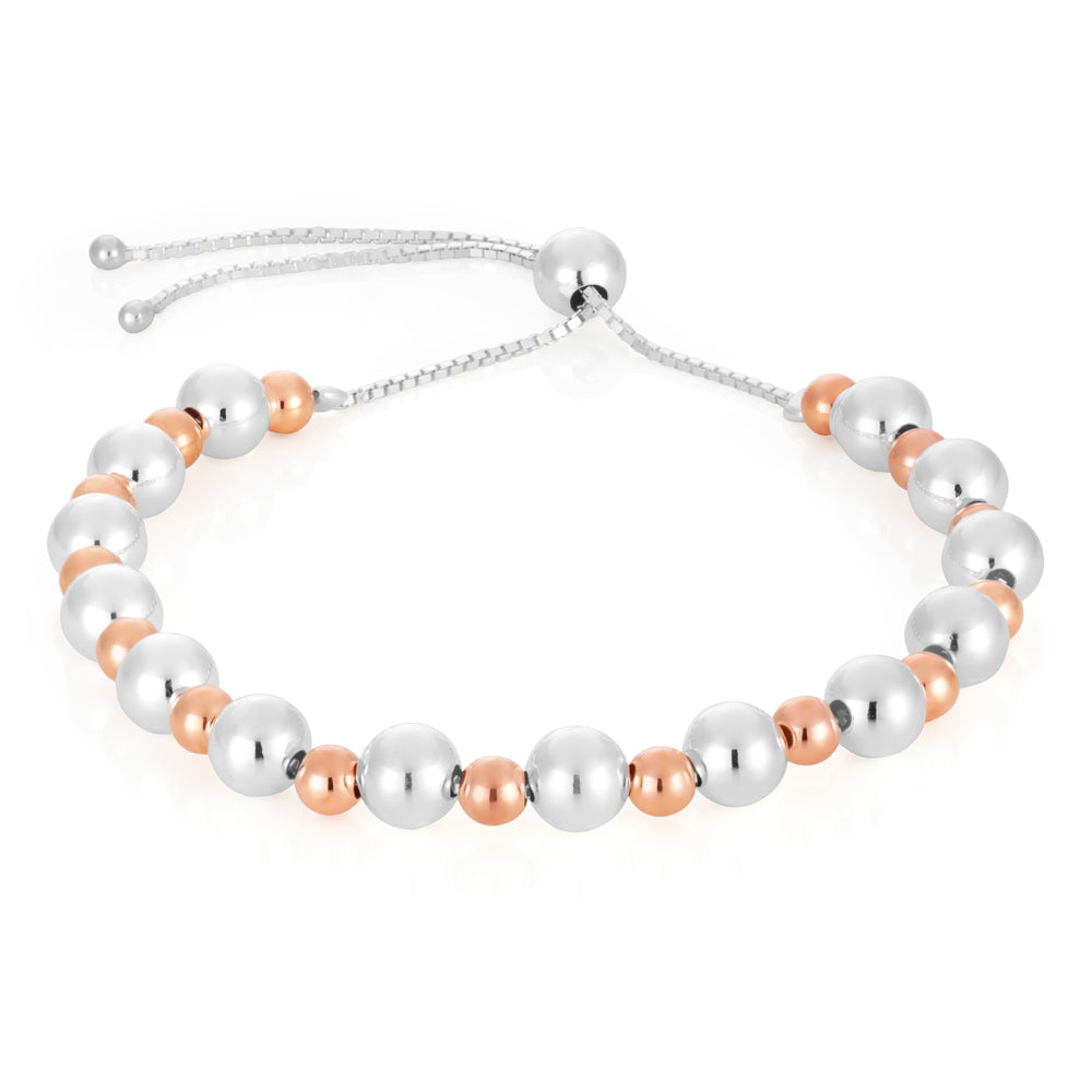 Sterling Silver Two Tone Plain Ball Slider Bracelet Shiels Jewellers
