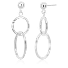 Load image into Gallery viewer, Sterling Silver Double Circle Ball Stud 45mm Earrings