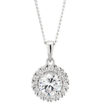 Load image into Gallery viewer, Sterling Silver Zirconia Fancy Round Pendant