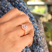 Load image into Gallery viewer, Sterling Silver and Rose Plated Zirconia Pear Ring   *No Resize*