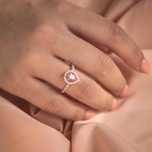 Load image into Gallery viewer, Sterling Silver and Rose Plated Zirconia Pear Ring   *No Resize*