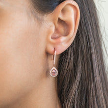 Load image into Gallery viewer, Sterling Silver Rose Plated Zirconia Pear Earrings