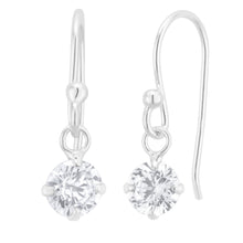 Load image into Gallery viewer, Sterling Silver Zirconia Round Drop Earrings
