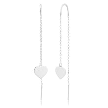 Load image into Gallery viewer, Sterling Silver Heart Drop Threader Earrings