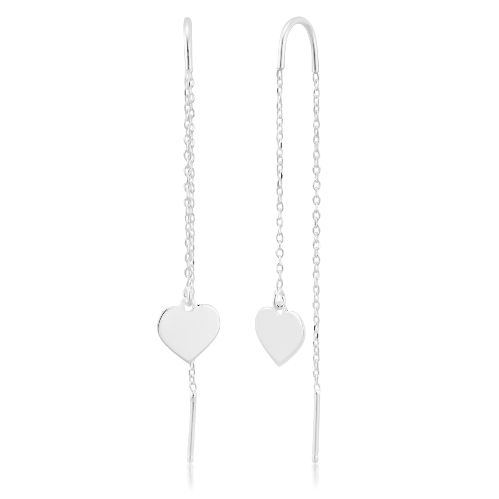 Sterling Silver Heart Drop Threader Earrings Shiels Jewellers