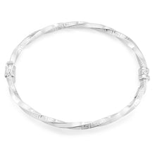 Load image into Gallery viewer, Sterling Silver Greek Key Oval Hinged Bangle