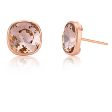 Load image into Gallery viewer, Sterling Silver and Rose Gold Plated Swarovski Champagne Crystal Stud Earrings