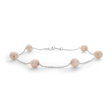 Load image into Gallery viewer, Sterling Silver Freshwater Cream/Light Pink Pearl Bracelet    *COLOURS MAY VARY*