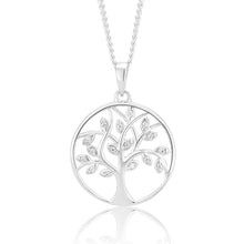 Load image into Gallery viewer, Sterling Silver Tree of Life Zirconia Pendant