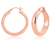 Load image into Gallery viewer, Sterling Silver Rose Gold Plated 30mm Half Round Hoop Earrings