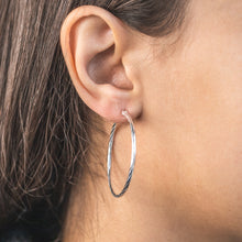 Load image into Gallery viewer, Sterling Silver 40mm Twist Hoop Earrings
