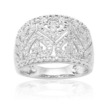 Load image into Gallery viewer, Sterling Silver Hearts Diamond Ring with 1 Brilliant Cut Diamond