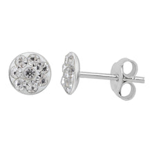 Load image into Gallery viewer, Sterling Silver 5mm White Crystal Stud Earrings