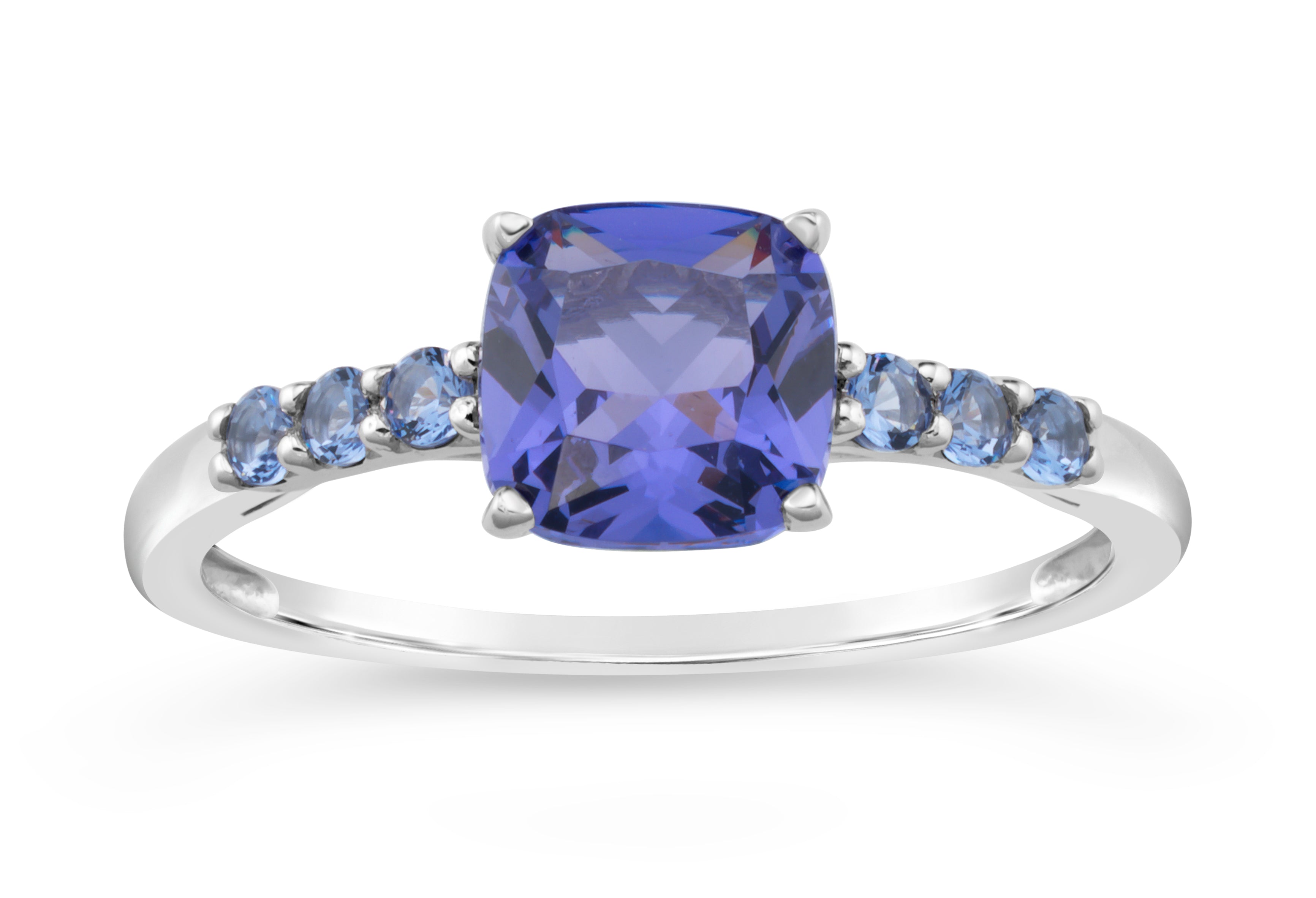 Sterling Silver Simulated Tanzanite and Zirconia Ring