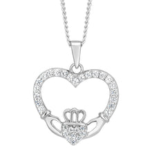 Load image into Gallery viewer, Sterling Silver Zirconia Claddagh Pendant