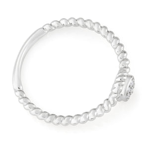 Sterling Silver 0.03 Carat Diamond Ring with 7 Brilliant Cut Diamonds