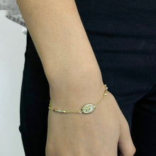 Load image into Gallery viewer, Sterling Silver and Gold Plated Oval Medallion and Cross Bracelet