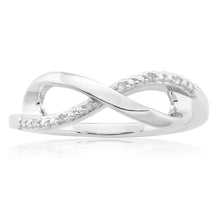 Load image into Gallery viewer, Sterling Silver 0.02 Carat Diamond Infinity Ring with 6 Brilliant Cut Diamonds