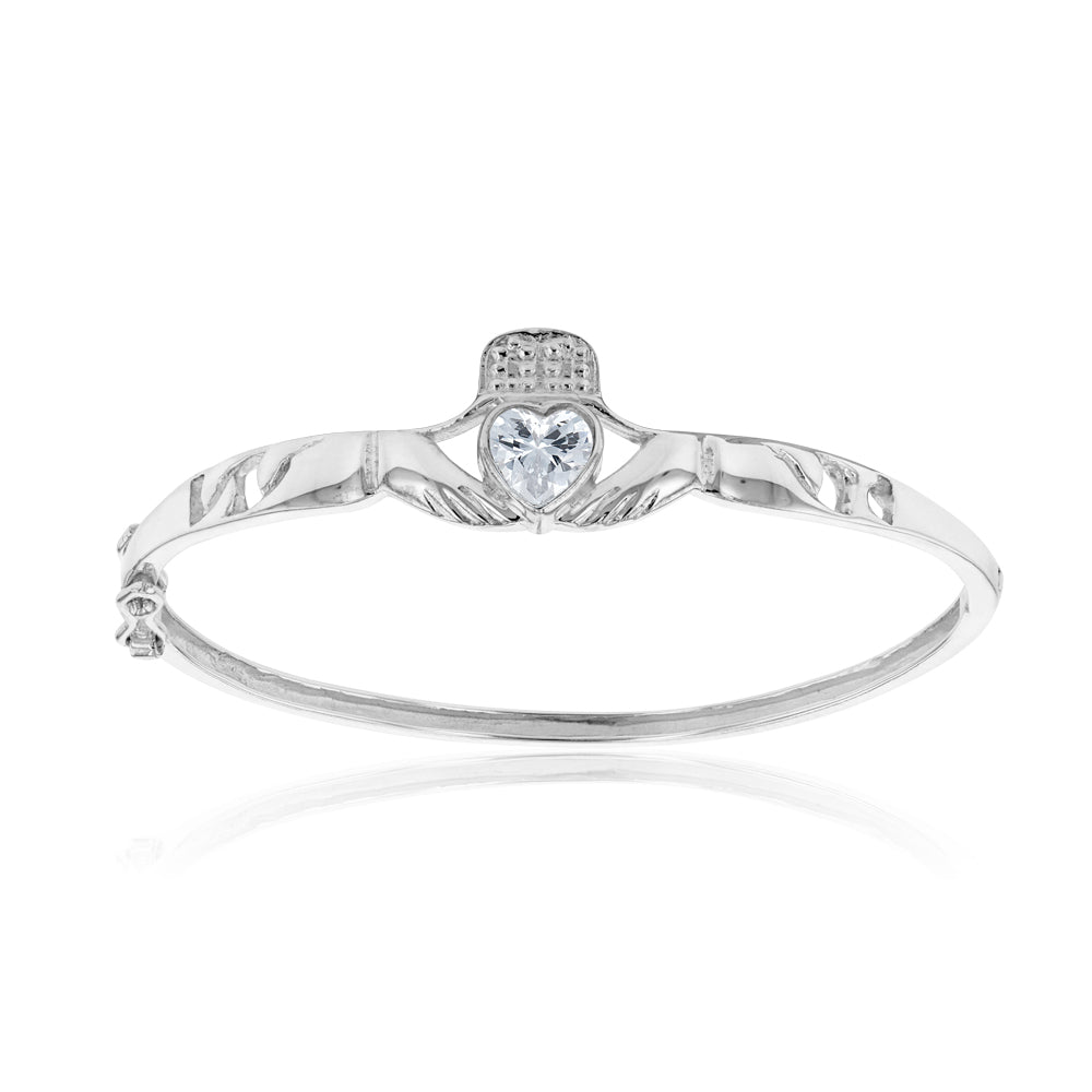 Sterling Silver Claddagh Hinged Baby Bangle
