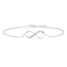 Load image into Gallery viewer, Sterling Silver 0.04 Carat Diamond Infinity 19cm Bracelet