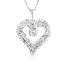 Load image into Gallery viewer, Sterling Silver 1/2 Carat Heart Diamond Pendant on 45cm Chain