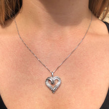 Load image into Gallery viewer, Sterling Silver 1/2 Carat Heart Diamond Pendant on 45cm Chain