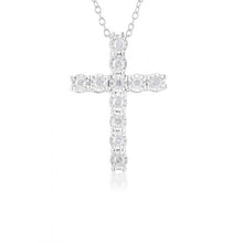 Load image into Gallery viewer, Sterling Silver Diamond Cross Pendant on 46cm Chain